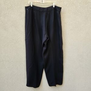 Eileen Fisher Pants Women's Large Black Wide Leg Dropped Rise Chiffon Classic